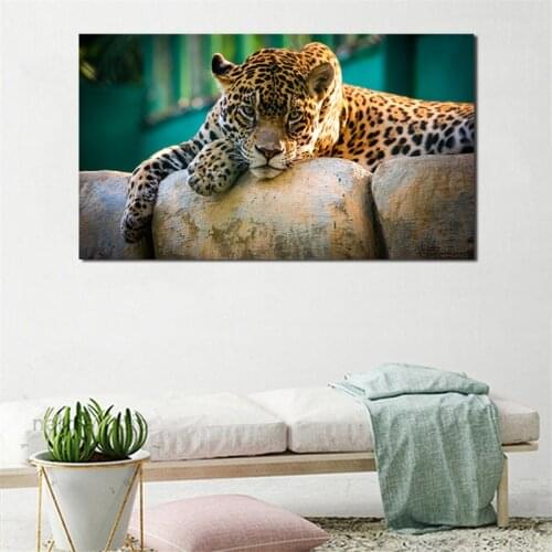 Leopard Wild Animal Canvas Painting Print Bedroom Home Decoration Modern Wall Art Oil Painting Poster Salon Pictures Famework