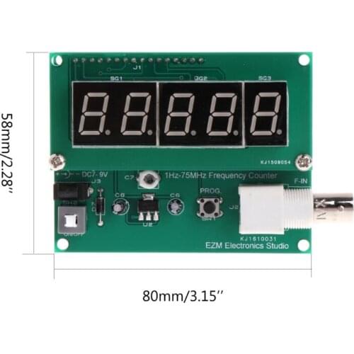 1Hz-75MHz Frequency Counter 7V-9V 50mA DIY Kit Cymometer Module Tester Meter B95A