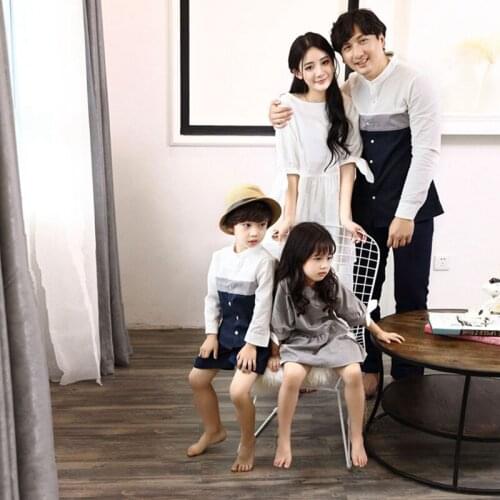 Family Matching Outfits Spring Autumn Mother and Daughter Dress Father Long Sleeve Plaids Shirts Holiday Banquet Family Clothes
