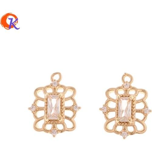 Cordial Design 50Pcs 11*14MM Jewelry Accessories/Crystal Earrings Connectors/DIY Making/Hand Made/CZ Charms/Earring Findings