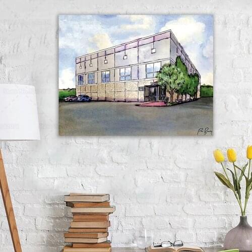 The Office Pams Watercolor Dunder Mifflin Building Print Canvas Painting Dwight Schrute Pam Beesly Artwork Wall Art Decor