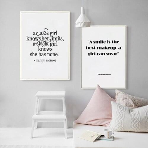 A Smile Is The Best Makeup Monroe Wall Art Canvas Print And Poster For Girls Room Wall Decor