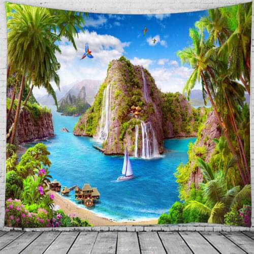 Unique Landscape Tapestry Hanging Flower Psychedelic Tapestry Wall Hanging Decor Halloween Deco
