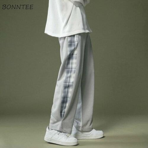 Women Straight Pants Patchwork Designer Casual Loose Korean Style Preppy Trendy Soft Ankle-length Spring Ins Boyfriend Females