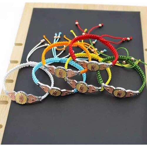 Knitting cuffs punk Bracelet womens fashion new 2021 adjustable knitting rope Virgin Mary charm bracelet bracelet Jewelry Gift