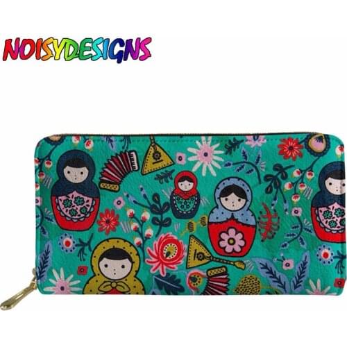 Matryoshka Russian Doll Fresh Personality Portable PU Leather Purse Protector Organizer Card Wallet Monedero Kaarten Clutch Bag