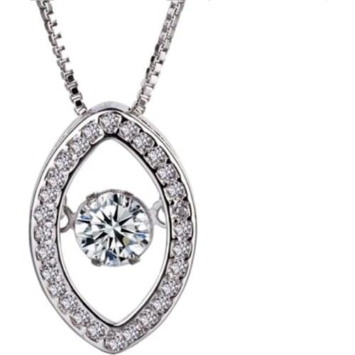 KOFSAC New Fashion 925 Sterling Silver Necklaces For Women Exquisite Turkey Eye Dynamic Crystal Stone Pendant Necklace Jewelry