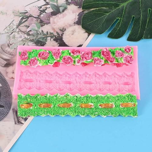 1Pcs Kitchen Supplies Silicone Sugar Rim Multi Purpose DIY Baking Tools Decorating Mold Rose Flower Cake Flanging Pink/White