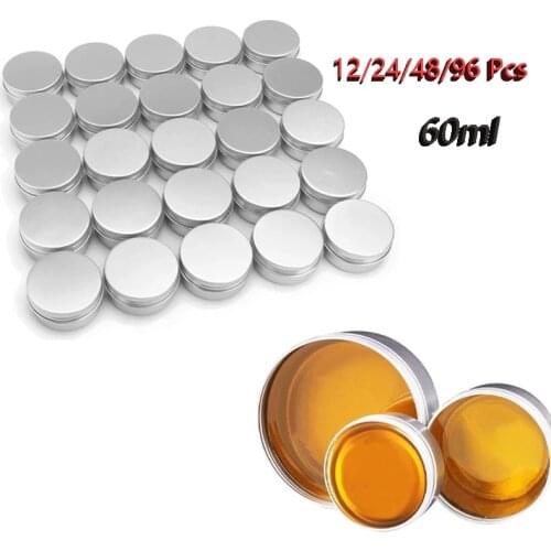 12/24/48/96pcs 60ml Empty Candle Jar Aluminum Candle Jars With Lid Cosmetic Lip Balm Container Refillable Bottle Screw Thread