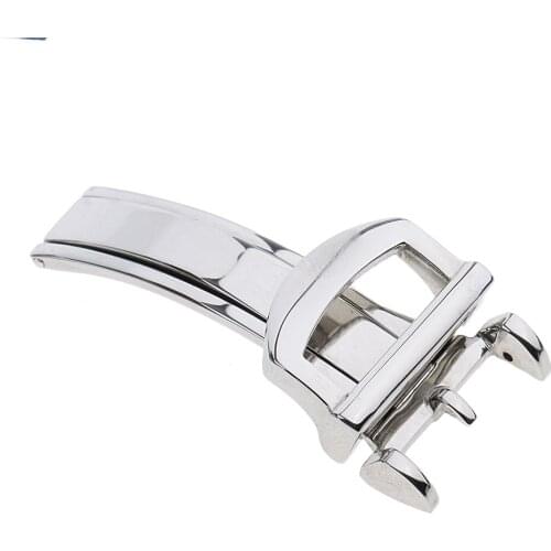 16mm Silver Color Watch Strap Buckle Solid Deployant Clasp Fold With Spring Bars