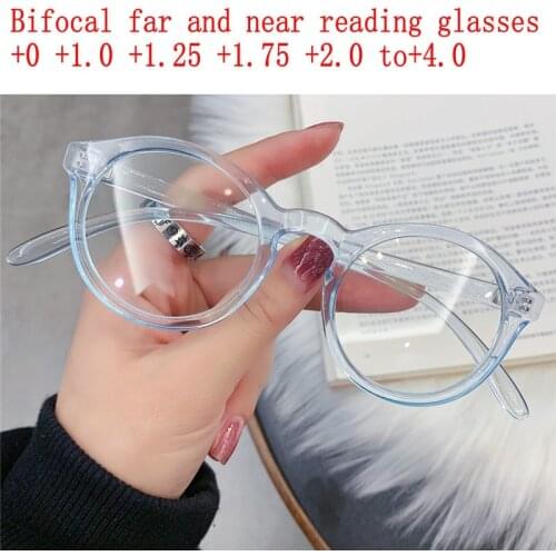 2021 NEW Bifocal Reading Glasses Anti Blue Light Lightweight Multifocal Presbyopic Glasses Magnification Round Glasses NX