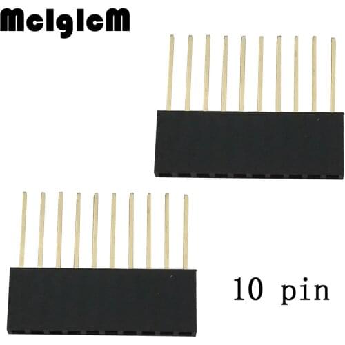 25pcs/lot 2.54mm 10Pin Header Female 10MM Long Needle Female Pin Header Strip Stackable Header