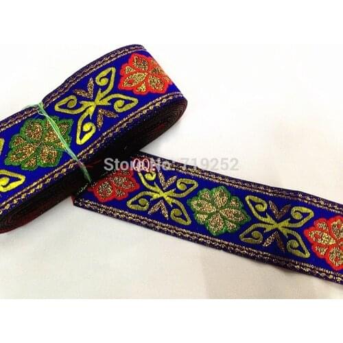 5cm 50mm 2' Electric Blue Filigree Butterfly Colorful Costume Curtain Laciness National Jacquard Ribbon Embroidery Woven Webbing