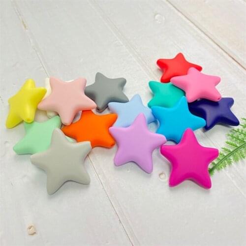50/100pcs Baby Teething Toys Star Silicone Beads Food Grade Silicone DIY Pacifier Chain Pendant Accessories Baby Teethers