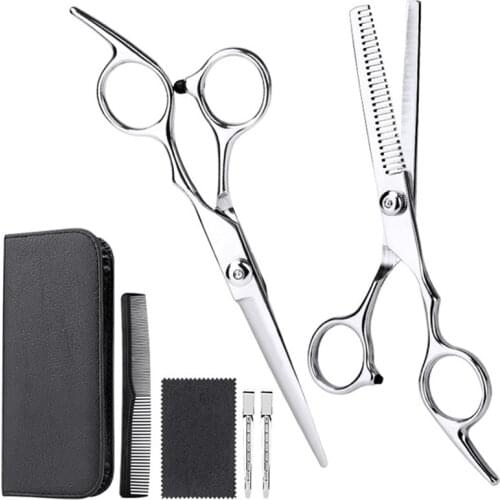7 pcs set Professional 6 '' hair scissors with bag comb clip haircut thinning barber hair cutting shears hairdresser scissors