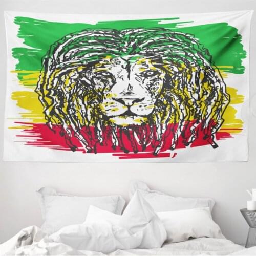 Africa Mikrofiber Large Wall Tapestry Black Lion Portrait Fabric Print Decorative Wall hanging 230cm x 140cm
