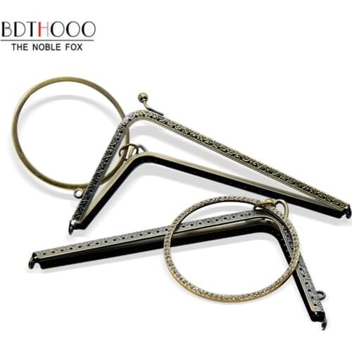 BDTHOOO 10pcs 18.5cm Antique Bronze Metal Purse Frame Handle for Clutch Bag Making Kiss Clasp Lock L-shaped Handbag Accessories