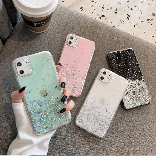 Fantasy starry Phone Case on The For iPhone 12 Pro Max 12 Mini Bling Glitter Silicone Case For iPhone 11 Pro Max Back Cover Gift