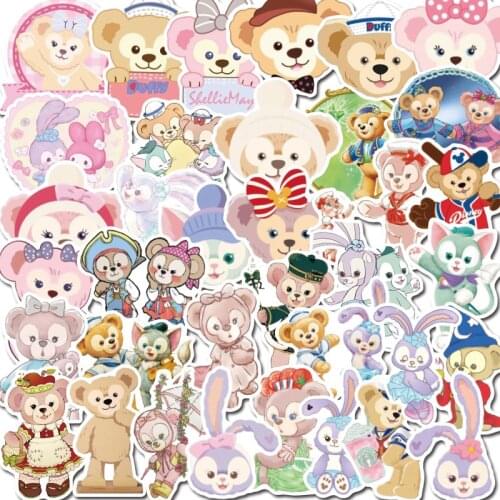Disney Bear Stickers 36pcs/pack Duffy Shellie May Gelatoni StellaLou Kawaii Classic Toys Anime Skateboards Phone Book Decoration