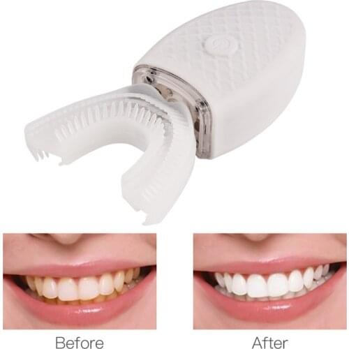 Electric Toothbrush Ultrasonic U Type 4 Modes USB Charger Rechargeable Sonic Teethbrush Charging Whitening Blue Light For Adult