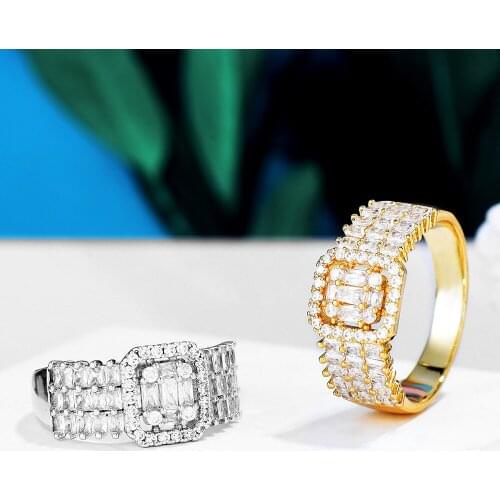 GODKI Luxury Baguette cz Rings with Green Micro Cubic Zircon For Women Wedding Engagement Party Jewelry High Quality