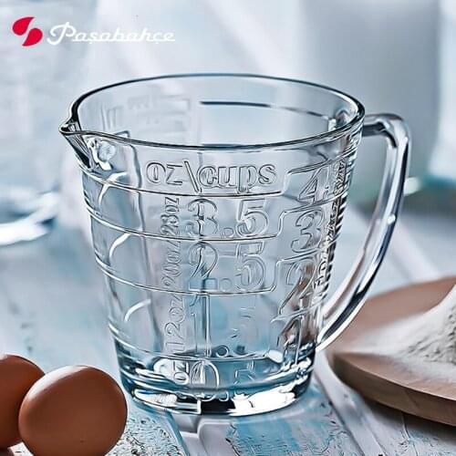 Imported thickened glass measuring household kitchen scale milk cup transparency baking large microwave oven beating egg cup 1L