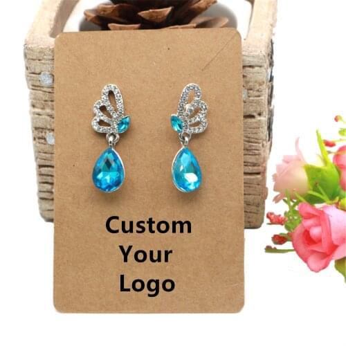 Custom Logo Earrings and Necklace Display Cards Cardboard Earring Packaging Hang Tag Card Ear Studs Paper Card for Jewelry 6x9cm