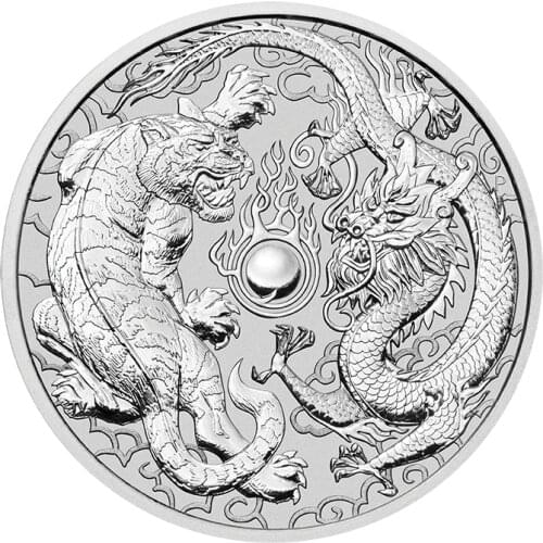 1oz Dragon Tiger silver coin silver plated 40mm Elizabeth collectible sourvenir Coins Drop shipping
