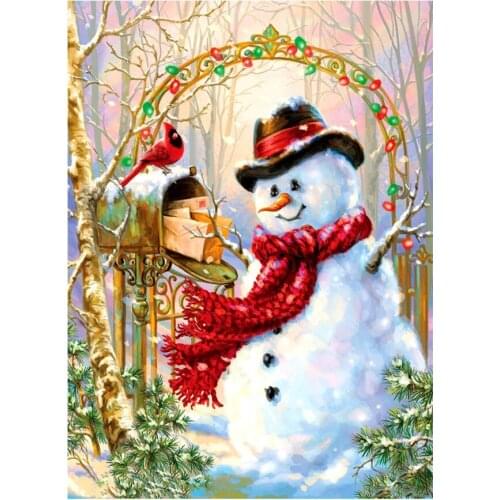 Round Snowman Diamond Embroidery Christmas Home Decor Full Square Resin Diamond Painting Cross Stitch Gift DIY Diamond Mosaic