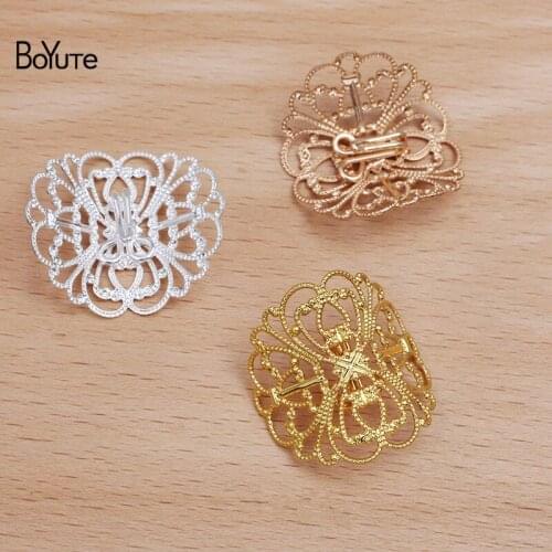 BoYuTe (20 Pieces/Lot) 22*32MM Brass Filigree Hair Clip Clasp Vintage Style Diy Handmade Hair Accessories Parts Wholesale