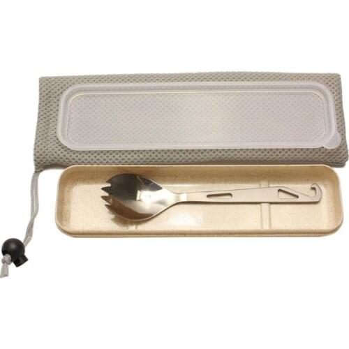 Lightweight Camping Spoon Outdoor Stainless Steel Dinner Spoon Flatware Picnic Hiking Travel Tableware With Bottle Opener