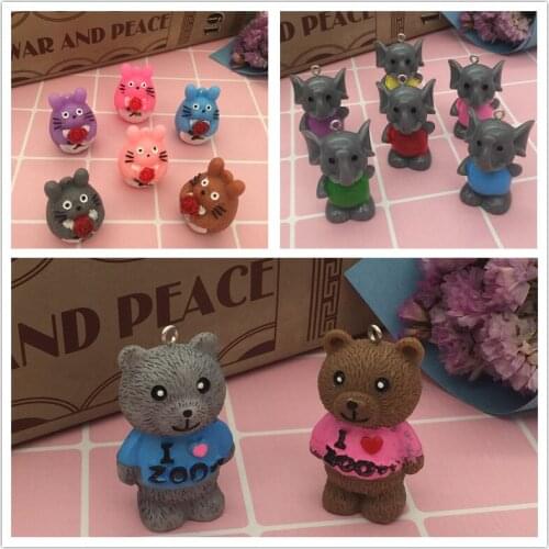 Lets start,Resin 3D cartoon.black bear,cat,elephant mixed colors,kawaii 3d animal resin Cabochon for phone/key chain decoration