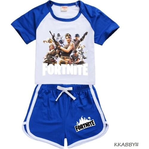 Fortnite Summer T-Shirt + Shorts 2Pcs Sets Suits Boys Girl Fashion Childrens Clothes