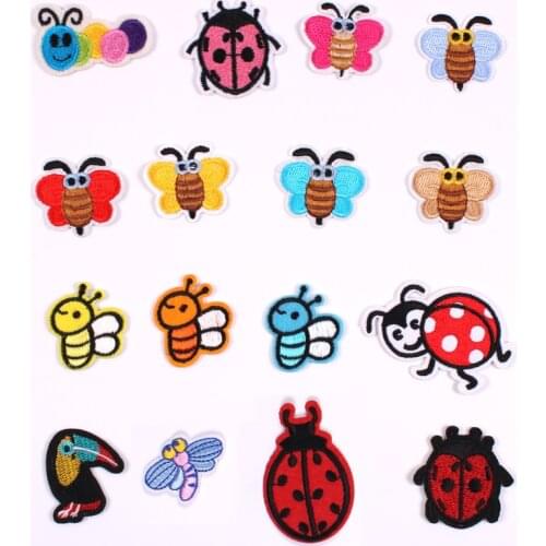 Caterpillar Beetle Bee Animal Will Fall Small Dragonfly Mini Embroidery Cloth Stickers Clothing Accessories Badge Patch
