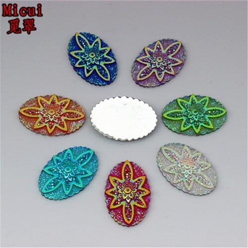 Micui 30pcs 20*30mm AB Color Oval Resin Rhinestone Flatback Rhinestones Gems Stone for crafts clothing dress decoration ZZ532