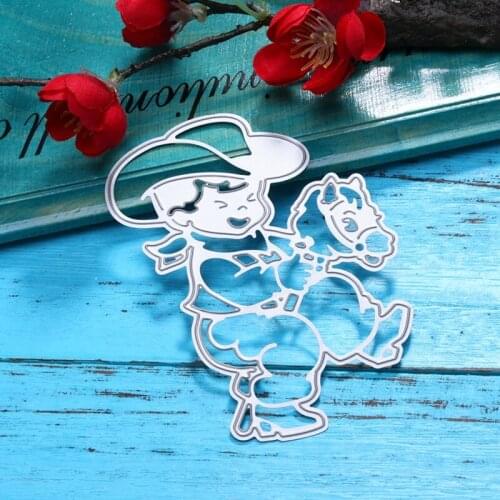Cute Boy With Horse Metal Cutting Dies Stencils For DIY Scrapbooking Decorative Embossing Suit Paper Cards Die Cutting Template