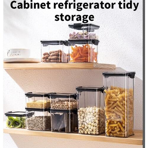 4-Piece Set Sealed Jar Transparent Plastic Household Kitchen Spice Food Grade Nut Tea Storage Grain Box Large Capacity