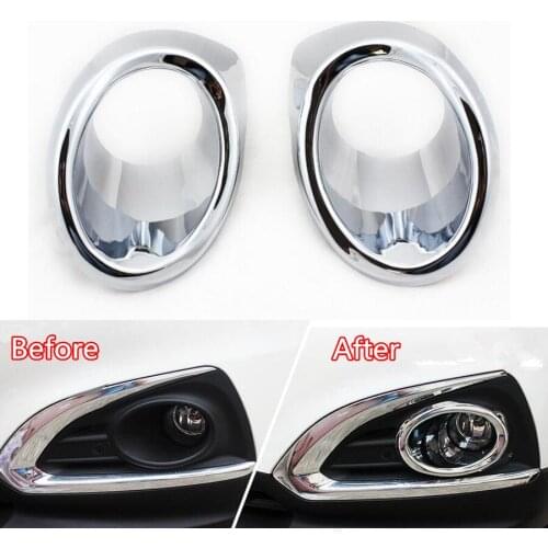 YAQUICKA 2Pcs Auto Car Front Fog Light Lamp Trim Car-styling Car-covers Bezel Chromium Styling For Peugeot 3008 2013 2014 2015
