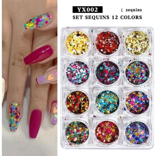 3D Holographic Chunky Glitter 12Colors Flakes Sparkly Sequins for Face Body Eye Hair Nail Festival Chunky Holographic Mix Powder