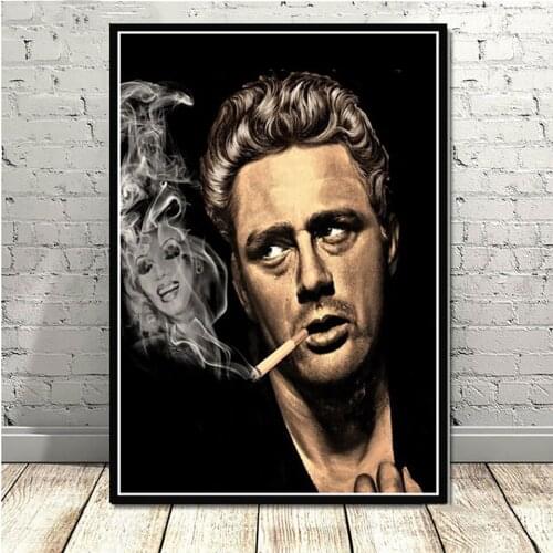 James Dean Smoke Cigarette Movie Star Actor Posters and Prints Wall Art Picture Canvas Painting Nordic Modern Popular Home Decor