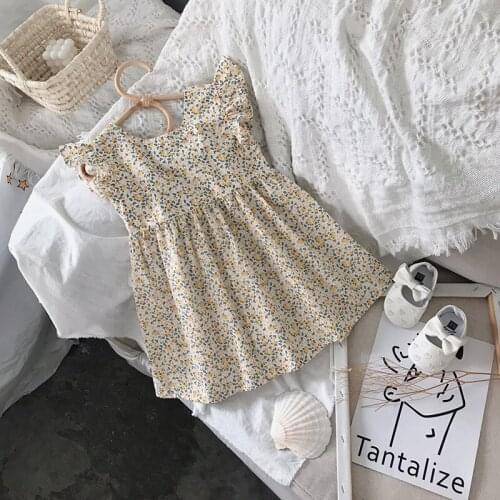 Girls Dresses 2021 New Summer Dresses Toddler Girl Floral Vestidos Flying Sleeve Baby Korean Fashion Backless Princess Costumes