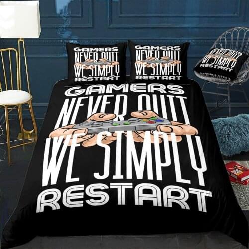 Gamers Never Quit Quote Duvet Cover Twin/Queen/King Size Luxury Comforter Bedding Set With Pillowcase Home Bed Decora
