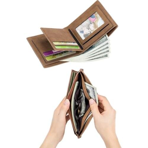Hit Color Multi-slots Card Holder Fashion Small Men Leather Short Purse Wallet Short Coin Purse Small Vintage Wallets