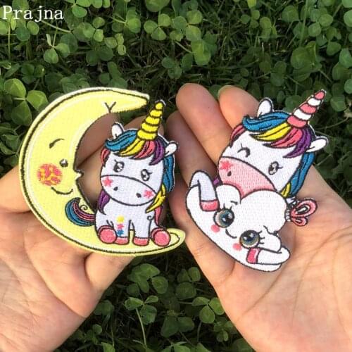 Prajna Unicorn Llama Patches Kawayi Cartoon Iron On Embroidered Patch For Clothes Stickers DIY Decoration Stripe On Clothes