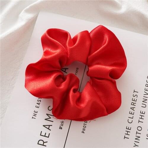Real silk Hair Scrunchie Elastic Hair Bands Solid Hair Accessories Color Women Girls Headwear Ponytail Holder