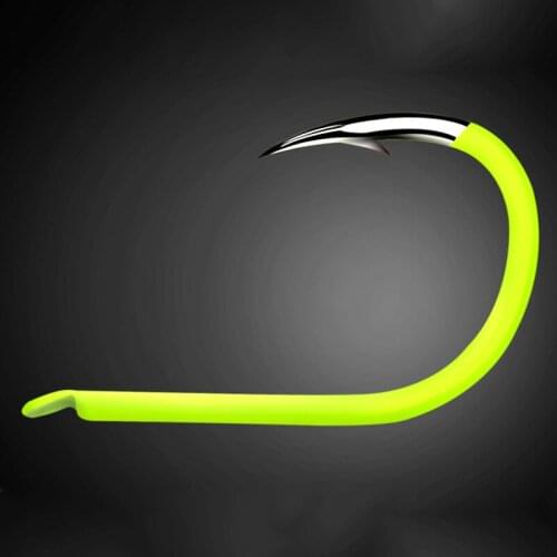 50pcs/pack Fluorescence Fishing Hook 3#-14# Barbed Hooks Pesca Tackle Accessories High Carbon Steel fishing Hooks