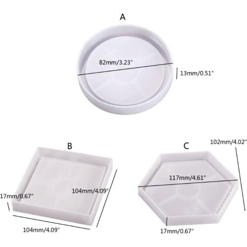 N0HE Coaster Silicone Mould Epoxy Casting Mold Round Square Hexagon Coaster Resin Casting Mold Tea Mat Concrete Cement Molds