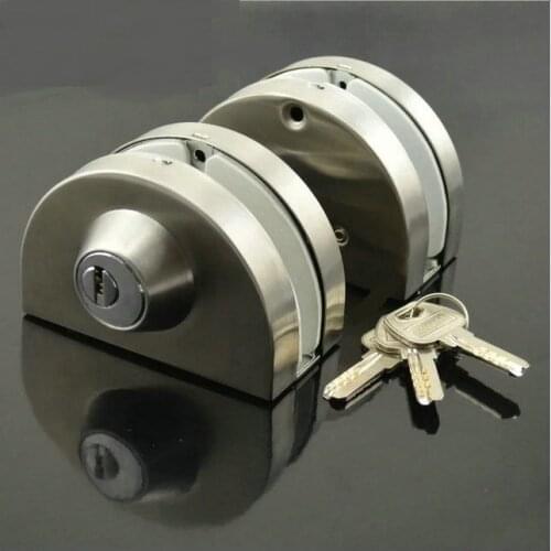 Entry Gate 10-12mm Glass Swing Push Door Lock Keys Frameless side by side double doors boring Free Thumb Turning