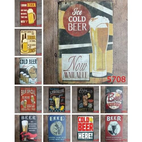 Vintage Tin Signs of Ice Cold Beer Now Available Here Free Tomorrow Its Beer Thirty Classic Iron Painting for Bar Decoration