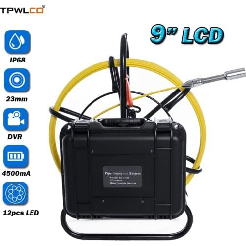 23mm Waterproof Endoscope Inspection Camera 20m Cable 9inch Display Pipe Video Camera System 8GB SD Card DVR Function/Sun-visor